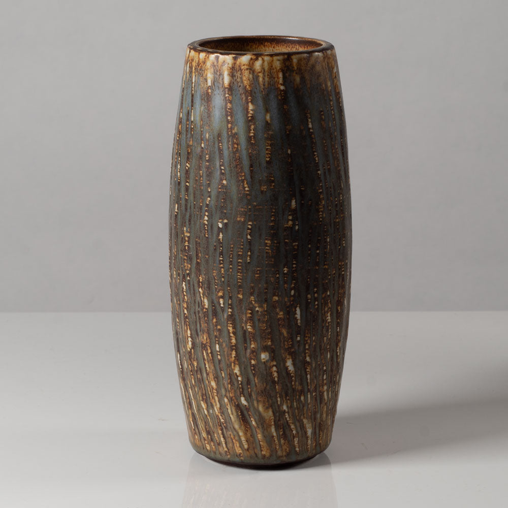 Gunnar Nylund for Rörstrand, Sweden, stoneware vase with matte streaky brown glaze K2427