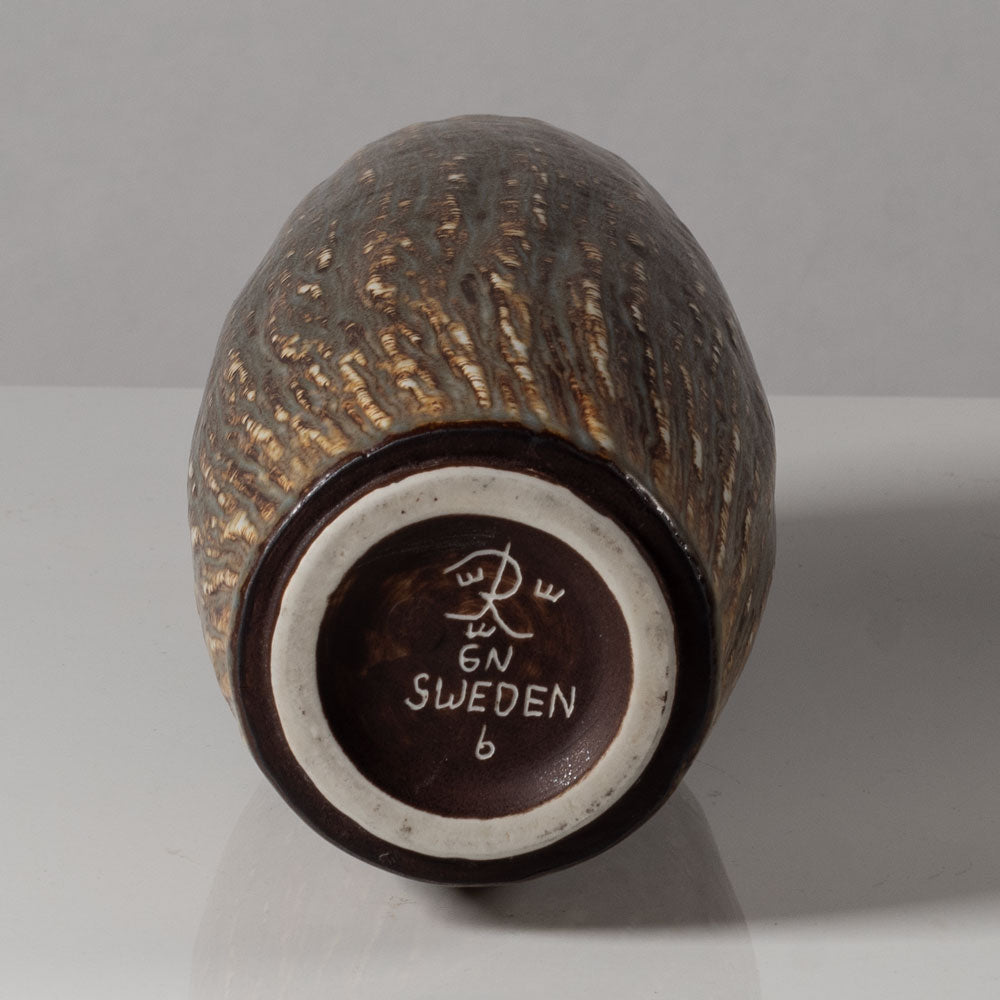 Gunnar Nylund for Rörstrand, Sweden, stoneware vase with matte streaky brown glaze K2427