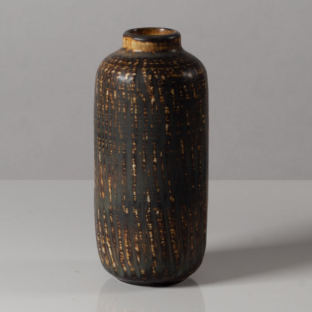 Gunnar Nylund for Rörstrand, Sweden, stoneware vase with matte streaky brown glaze L3534