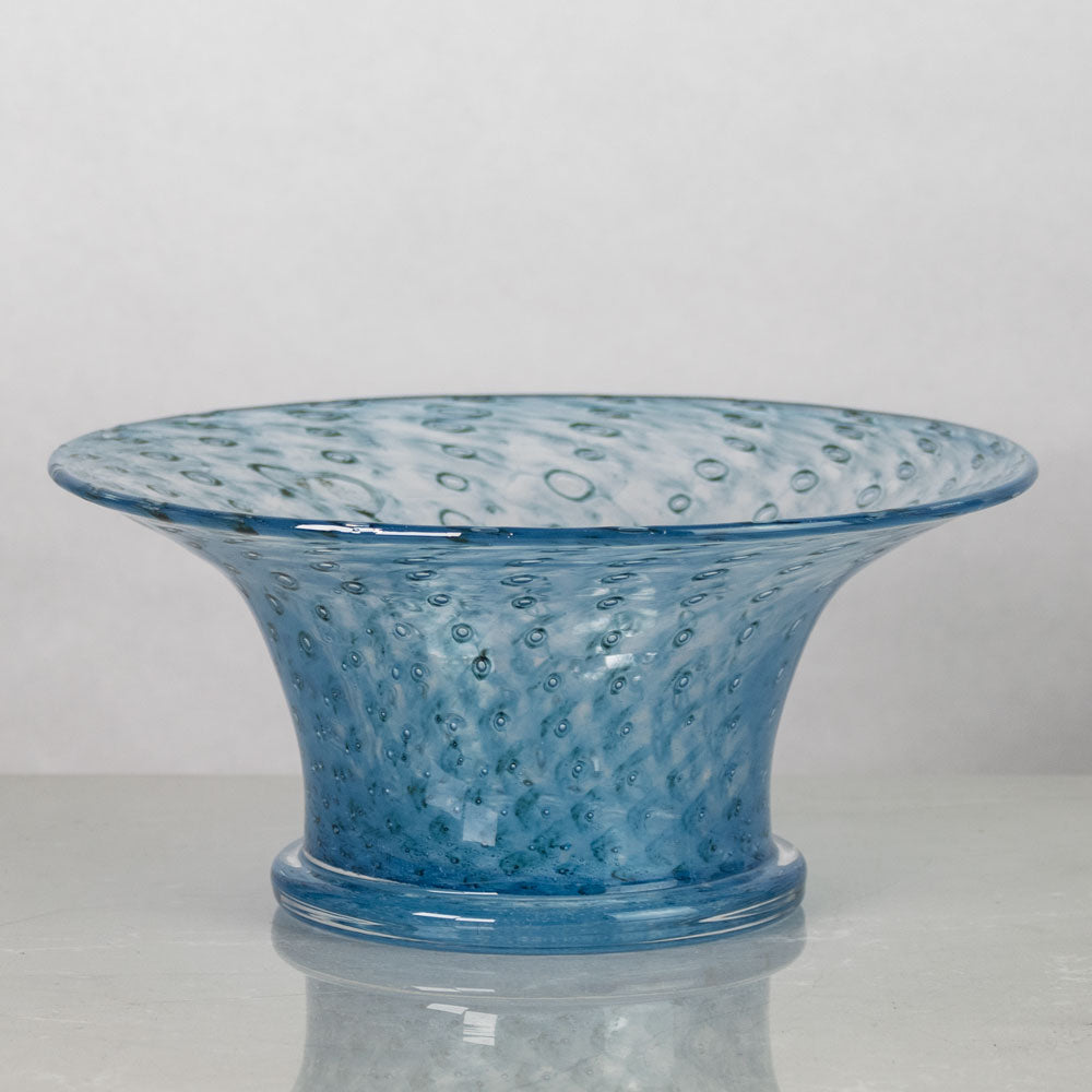 Bertil Vallien for Boda-Åfors, Sweden, unique footed vase in blue glass K2035