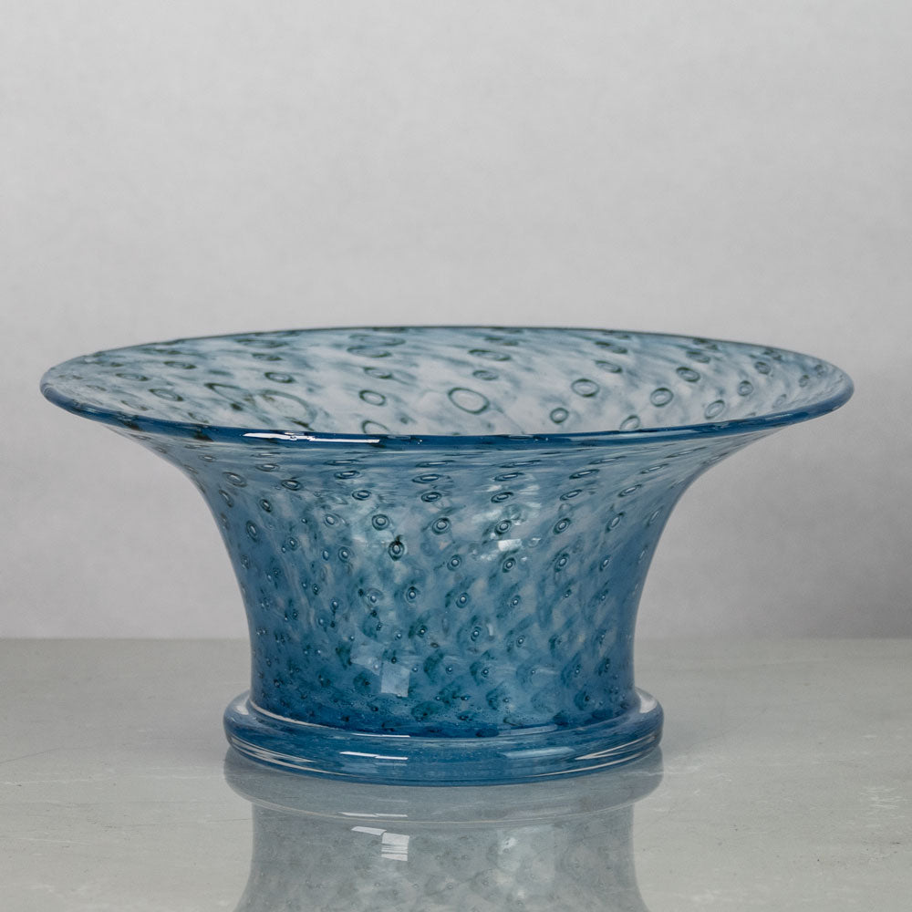 Bertil Vallien for Boda-Åfors, Sweden, unique footed vase in blue glass K2035