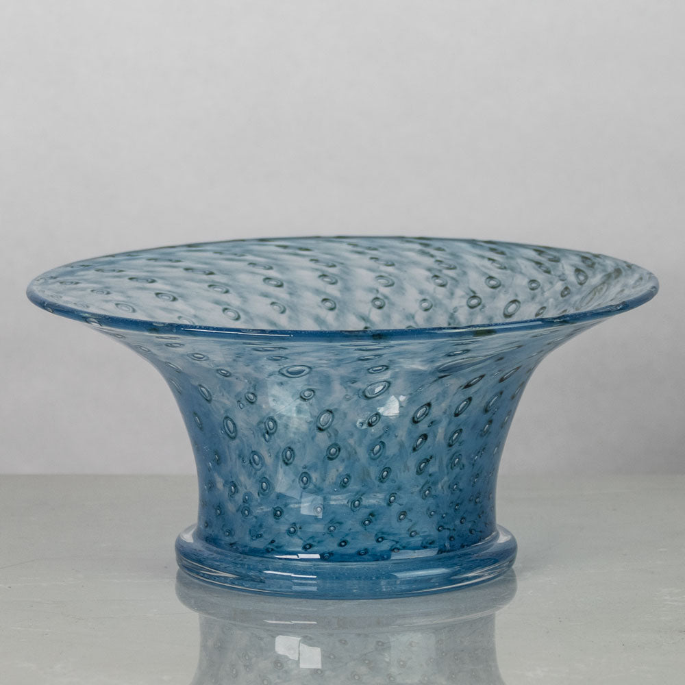 Bertil Vallien for Boda-Åfors, Sweden, unique footed vase in blue glass K2035