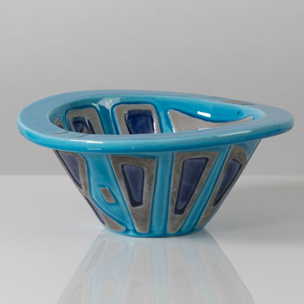 Carl Harry Stålhane for Rörstrand, conical bowl with turquoise and blue glaze K2250
