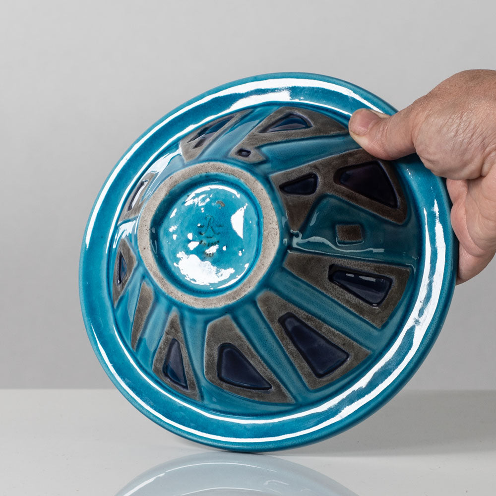 Carl Harry Stålhane for Rörstrand, conical bowl with turquoise and blue glaze K2250