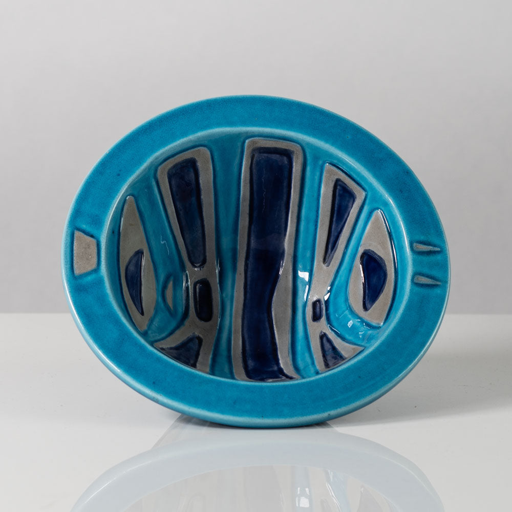 Carl Harry Stålhane for Rörstrand, conical bowl with turquoise and blue glaze K2250