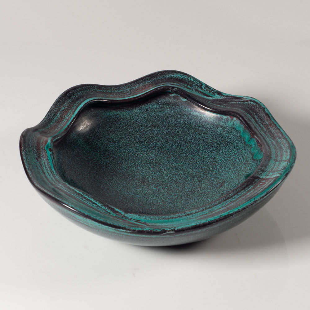 Nils Kähler for Herman A. Kähler Keramik, bowl with black and green glaze L3358