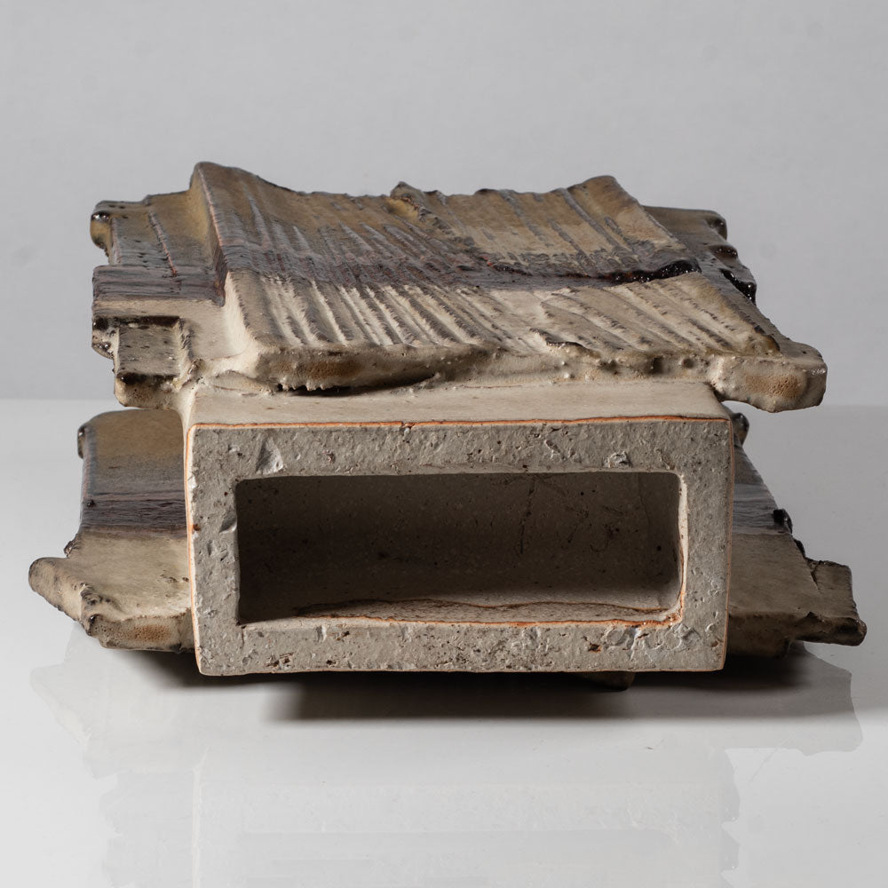 Dieter Crumbiegel, Germany, unique sculptural vessel with brown and cream glaze L3760