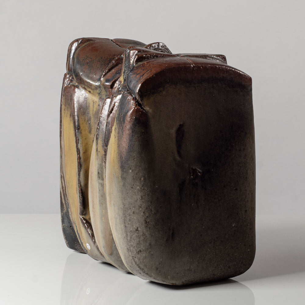 Dieter Crumbiegel, Germany, unique sculpture with brown and yellow ochre glaze L3761