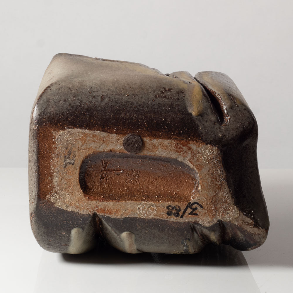 Dieter Crumbiegel, Germany, unique sculpture with brown and yellow ochre glaze L3761