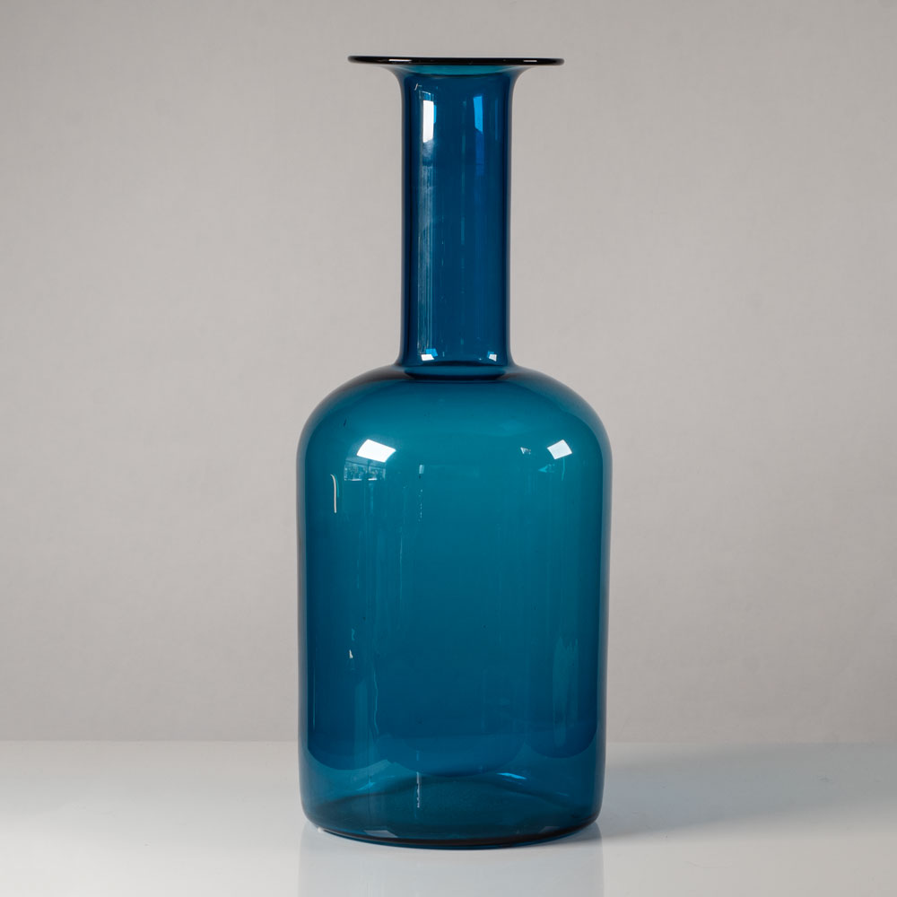 Otto Brauer for Holmegaard, Denmark, very large bottle vase in clear blue glass N7432
