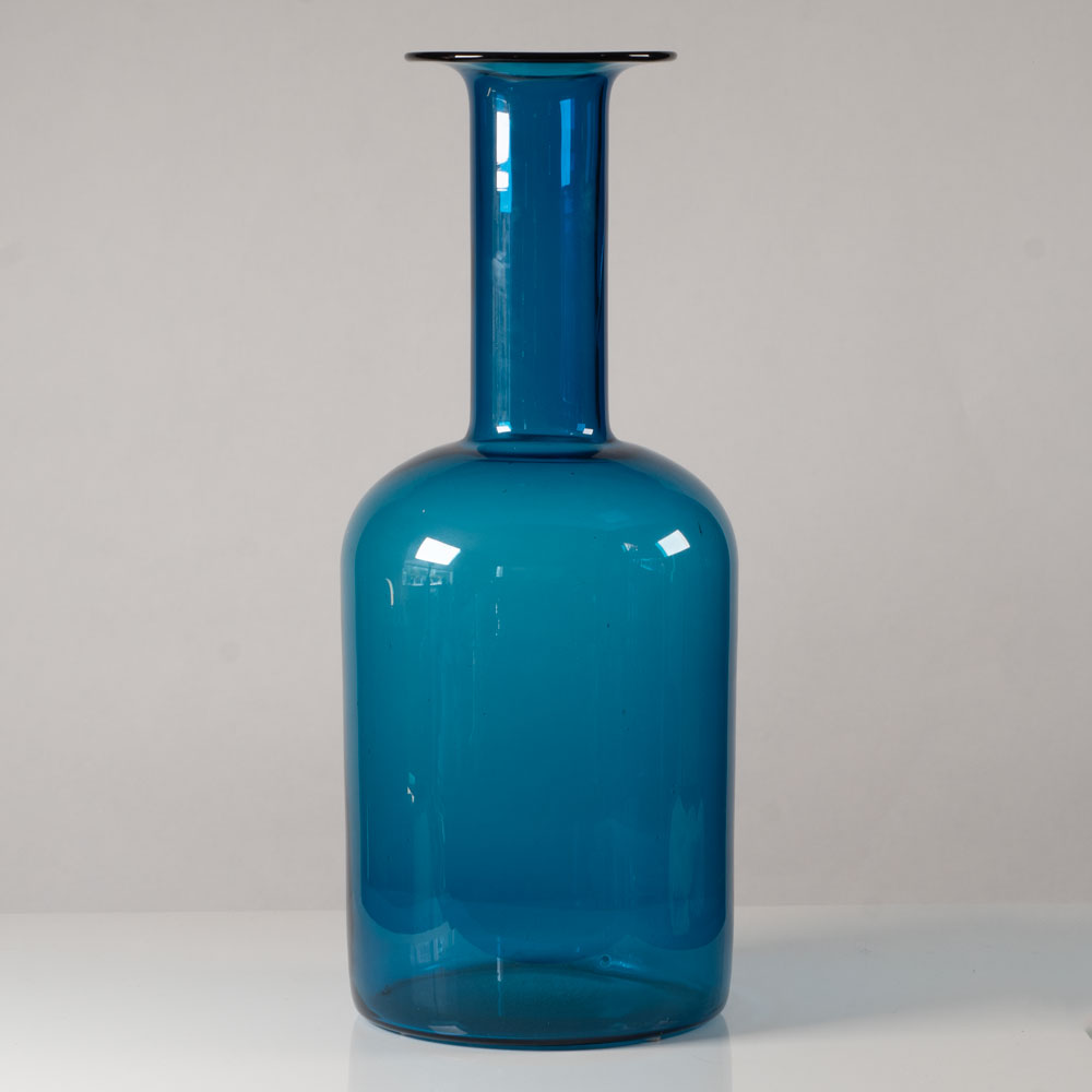 Otto Brauer for Holmegaard, Denmark, very large bottle vase in clear blue glass N7432