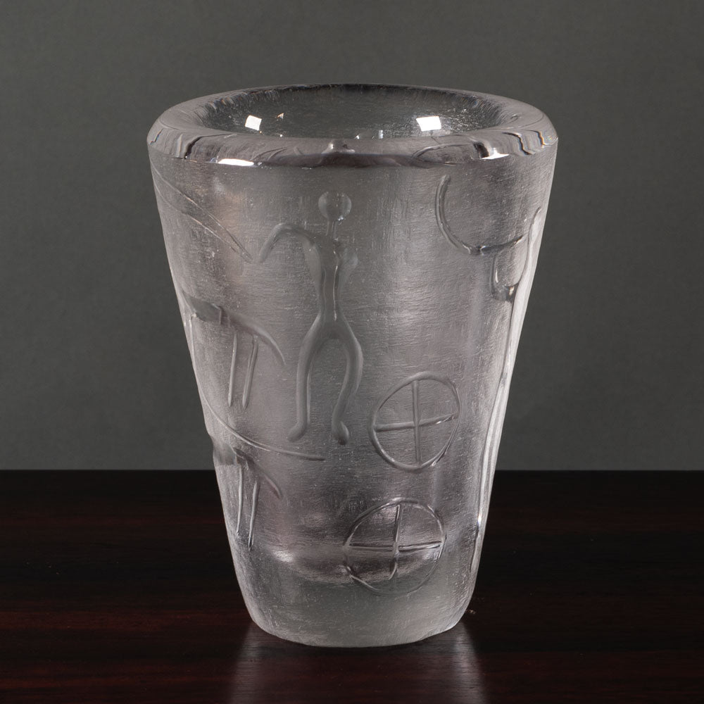 Vicke Lindstrand for Kosta, Sweden, carved clear glass vase L3717