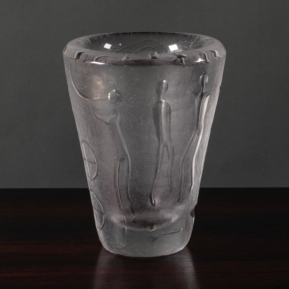 Vicke Lindstrand for Kosta, Sweden, carved clear glass vase L3717