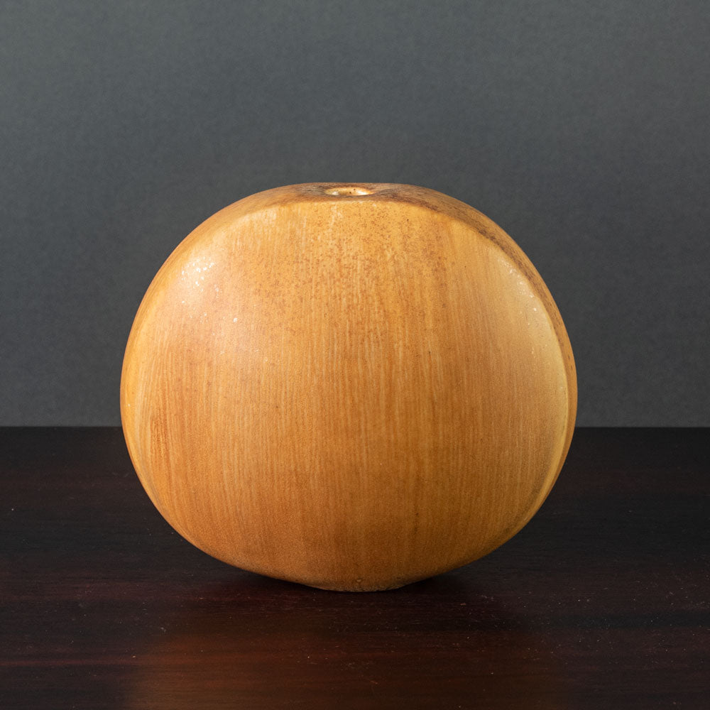 Gotlind Weigel, Germany, flattened round vase with matte crystalline glaze H1540