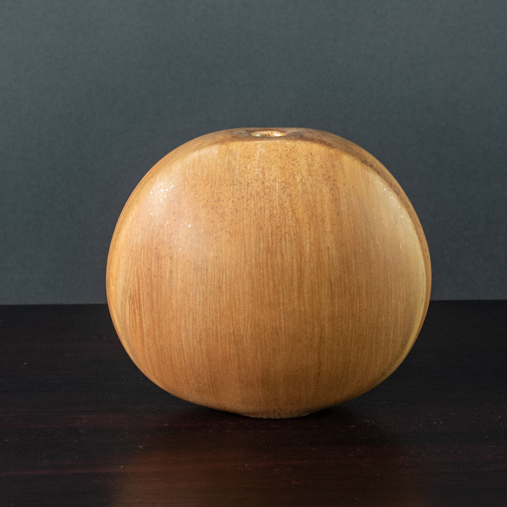 Gotlind Weigel, Germany, flattened round vase with matte crystalline glaze H1540