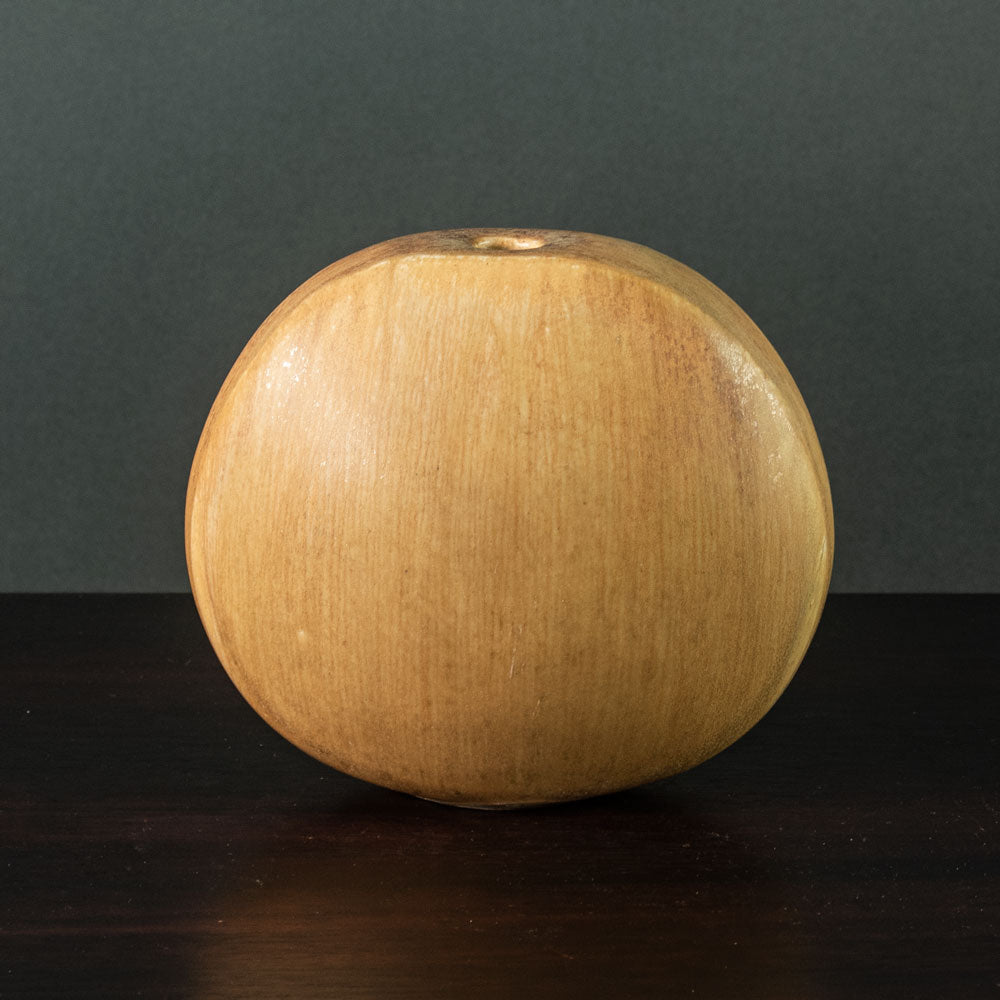 Two flattened round vases with yellow glaze by Gotlind Weigel, Germany