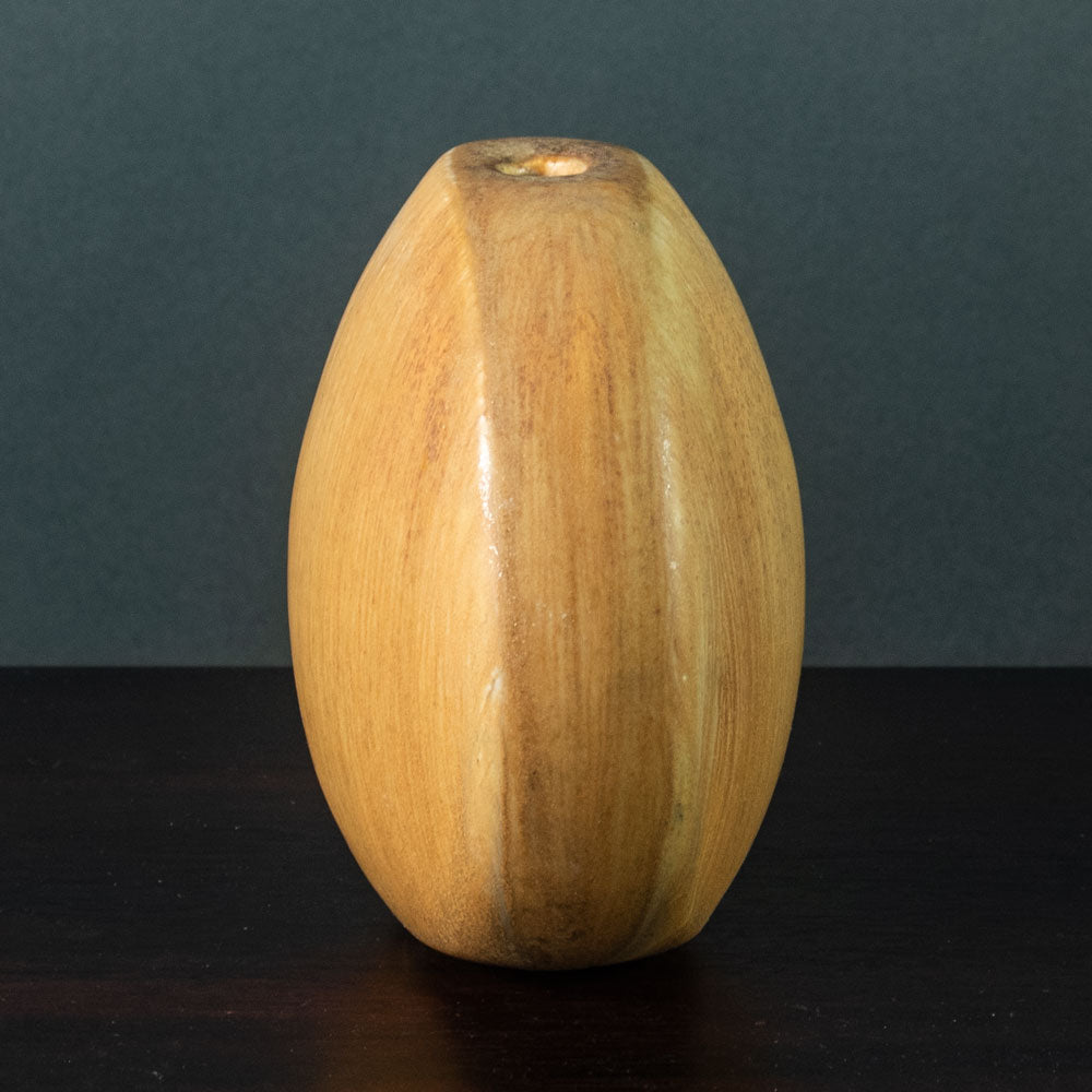 Gotlind Weigel, Germany, flattened round vase with matte crystalline glaze H1540