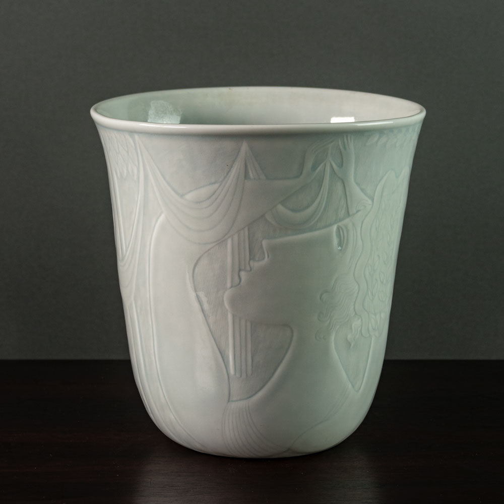 Carl Harry Stålhane for Rörstrand, Sweden, large porcelain vase with illustrations J1709