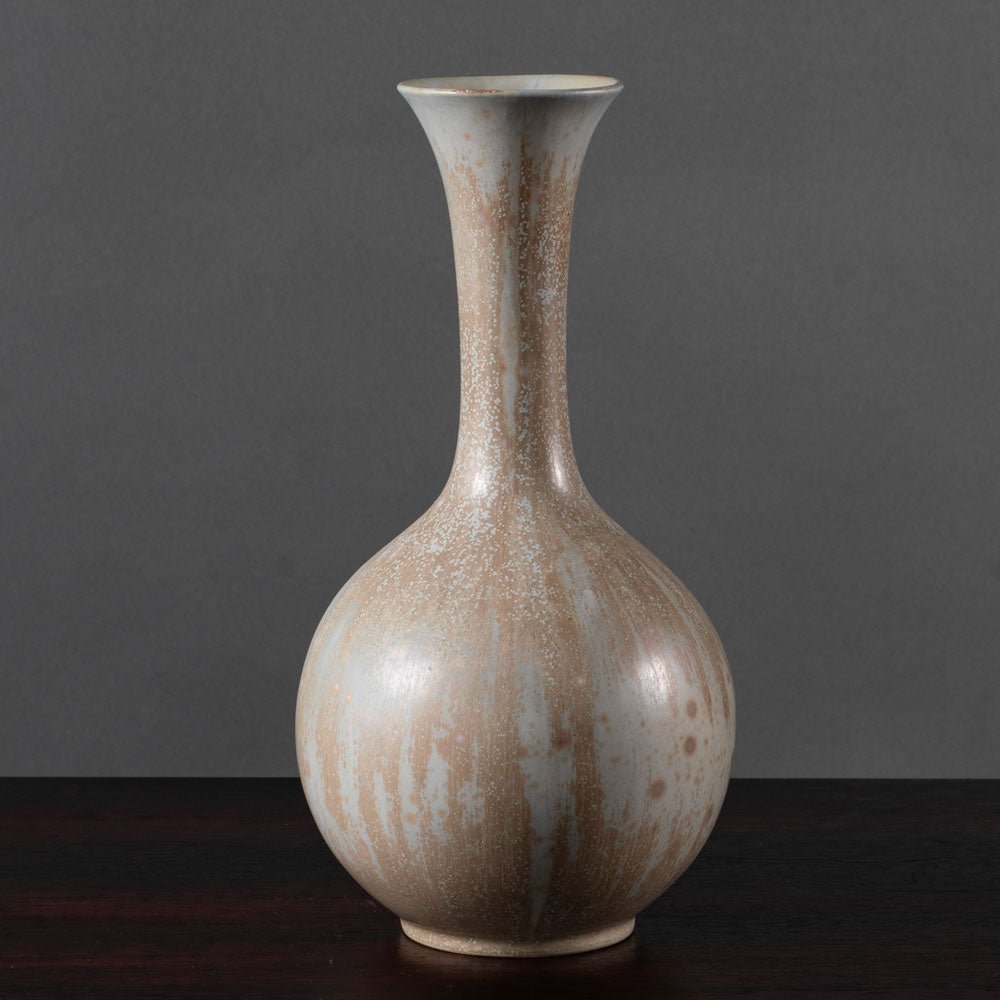 Gunnar Nylund for Rörstrand, Sweden, large stoneware handled vase with gray crystalline glaze K2462
