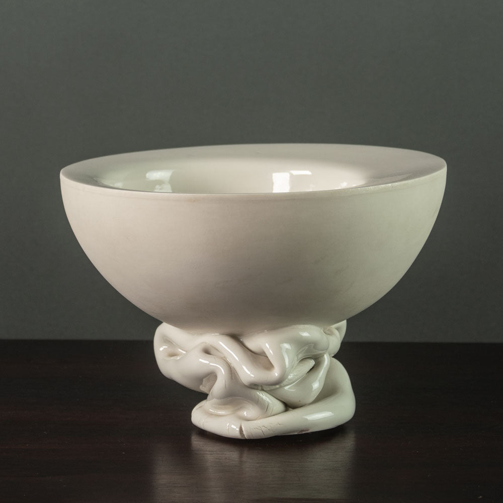 Kurt Spurey, Austria, sculptural bowl with glossy white glaze J1300