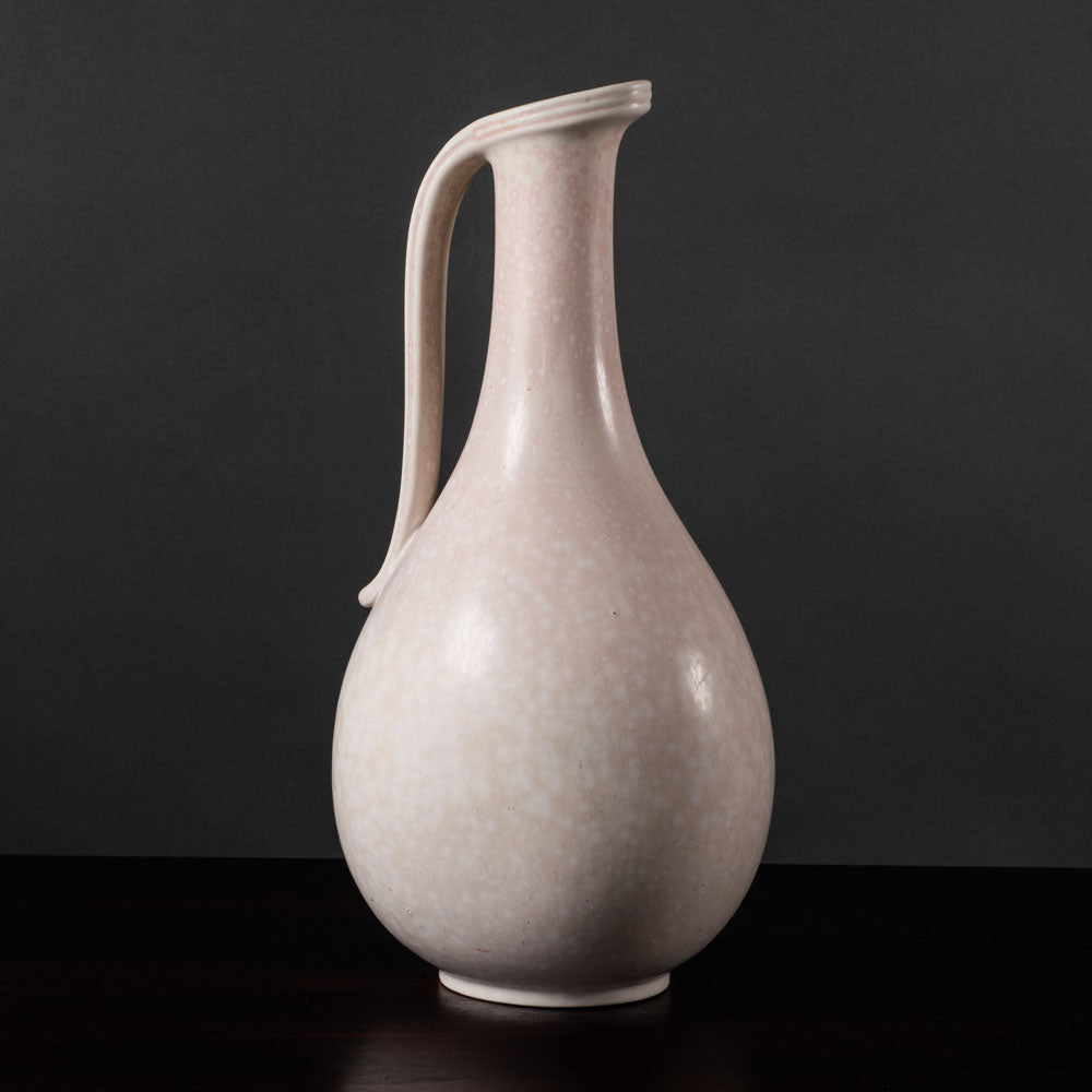 Gunnar Nylund for Rörstrand, Sweden, art deco pitcher with pink and white glaze L3396