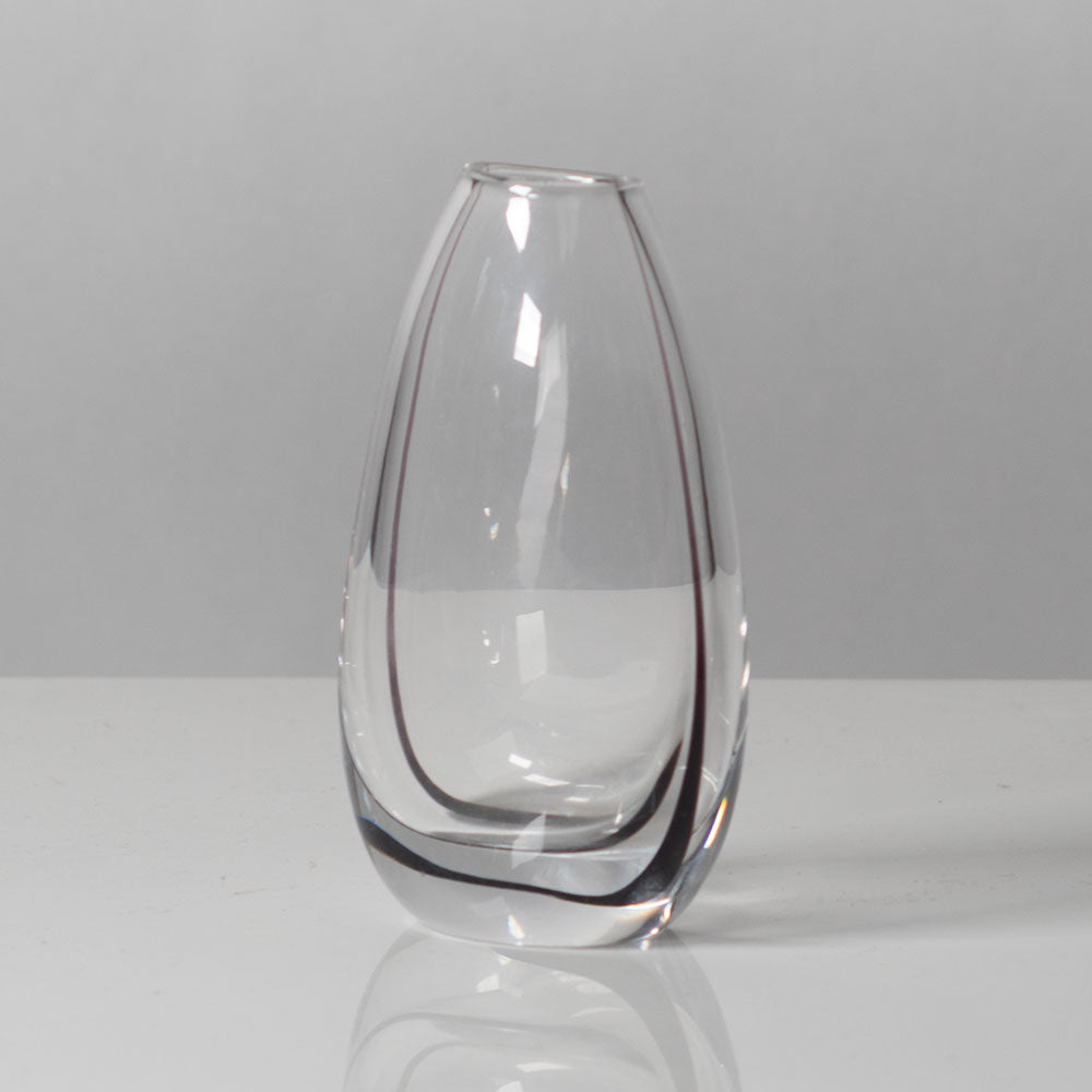 Vicke Lindstrand for Kosta, Sweden, Clear glass vase with internal black filament K2403