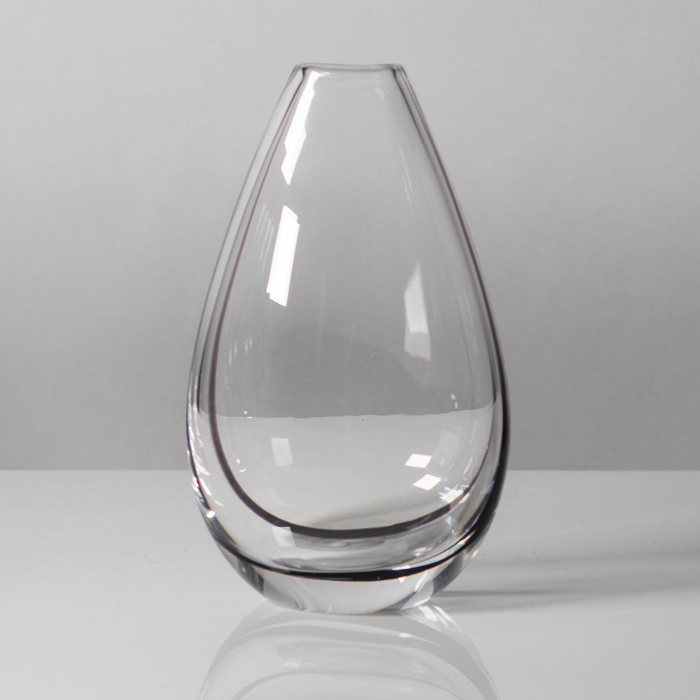 Group of clear glass vases with black filaments, Vicke Lindstrand for Kosta, Sweden