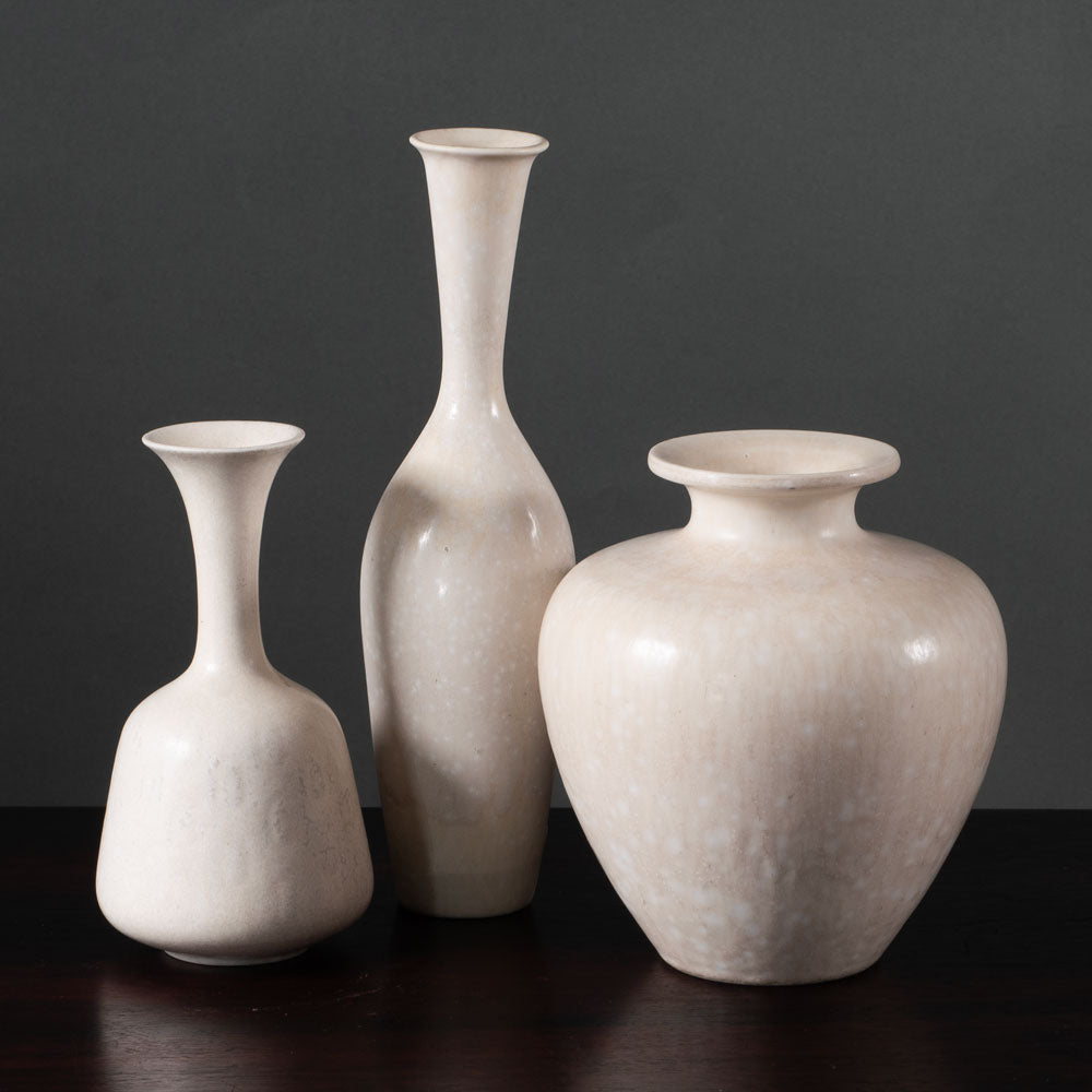 Group of three vases with white glaze by Gunnar Nylund for Rörstrand, Sweden