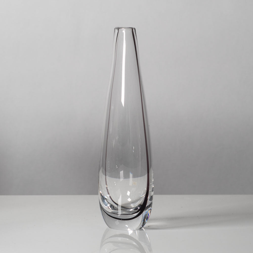 Vicke Lindstrand for Kosta, Sweden, Clear glass vase with internal black filament K2401