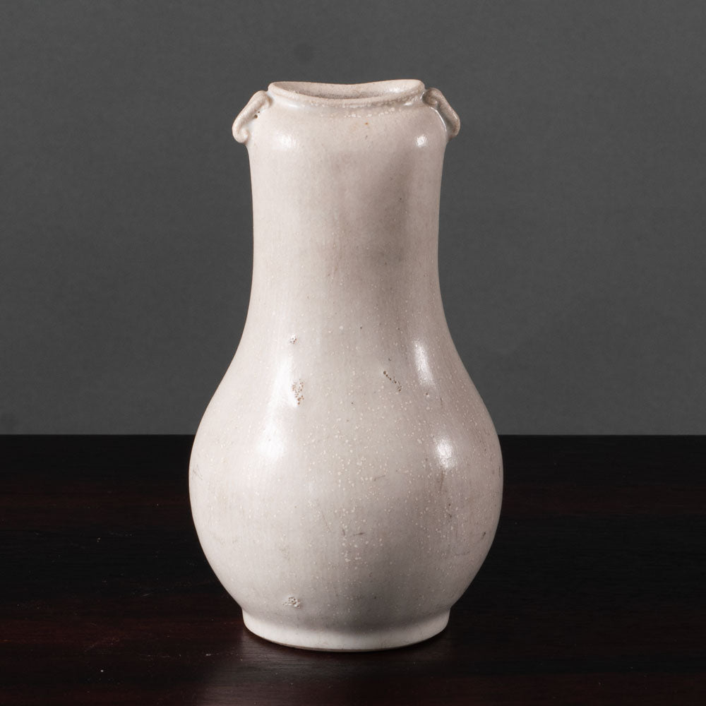 Arne Bang, Denmark, stoneware two handled vase with off-white glaze L3619