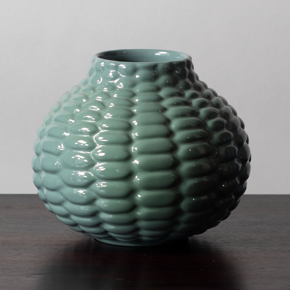 Axel Salto for  P. Ipsen , Denmark, "budding" vase with pale blue green glaze K2276