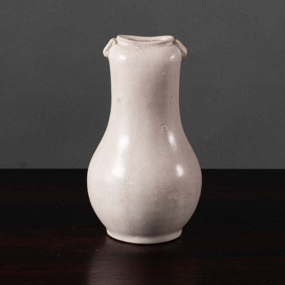 Arne Bang, Denmark, stoneware two handled vase with off-white glaze L3619