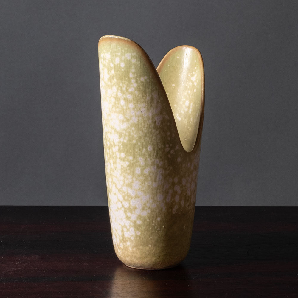 Gunnar Nylund for Rörstrand, Sweden, asymmetrical vase with yellow glaze J1374