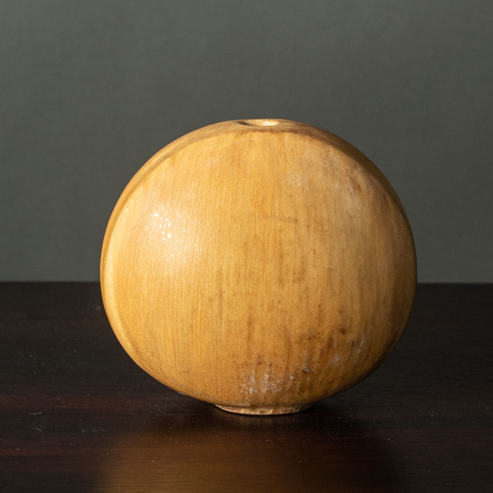 Gotlind Weigel, Germany, flattened round vase with matte crystalline glaze H1541