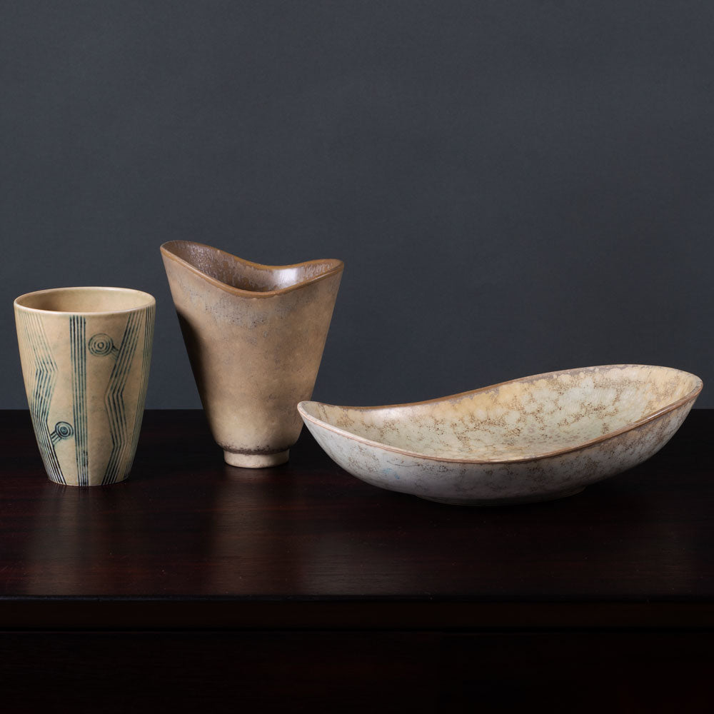 Group of pale brown vessels by Carl Harry Stålhane for Rörstrand, Sweden