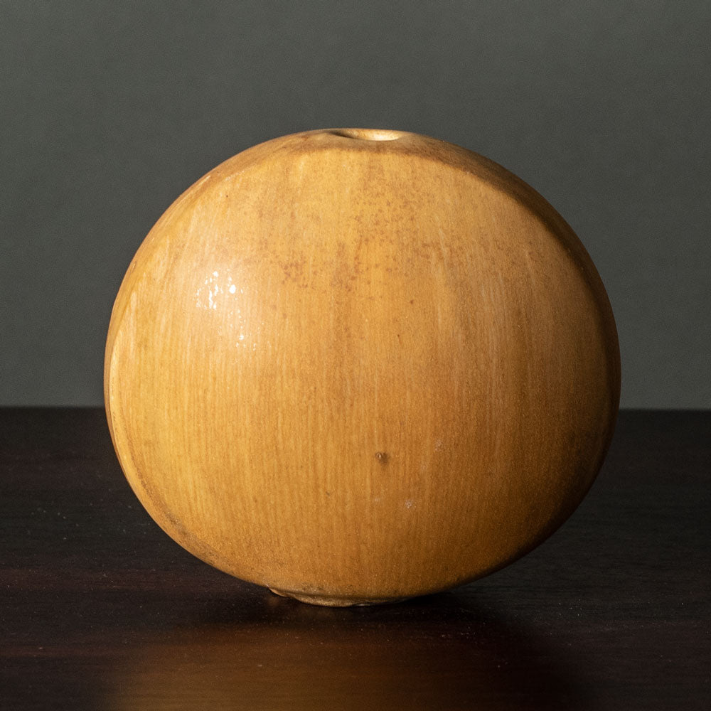 Two flattened round vases with yellow glaze by Gotlind Weigel, Germany