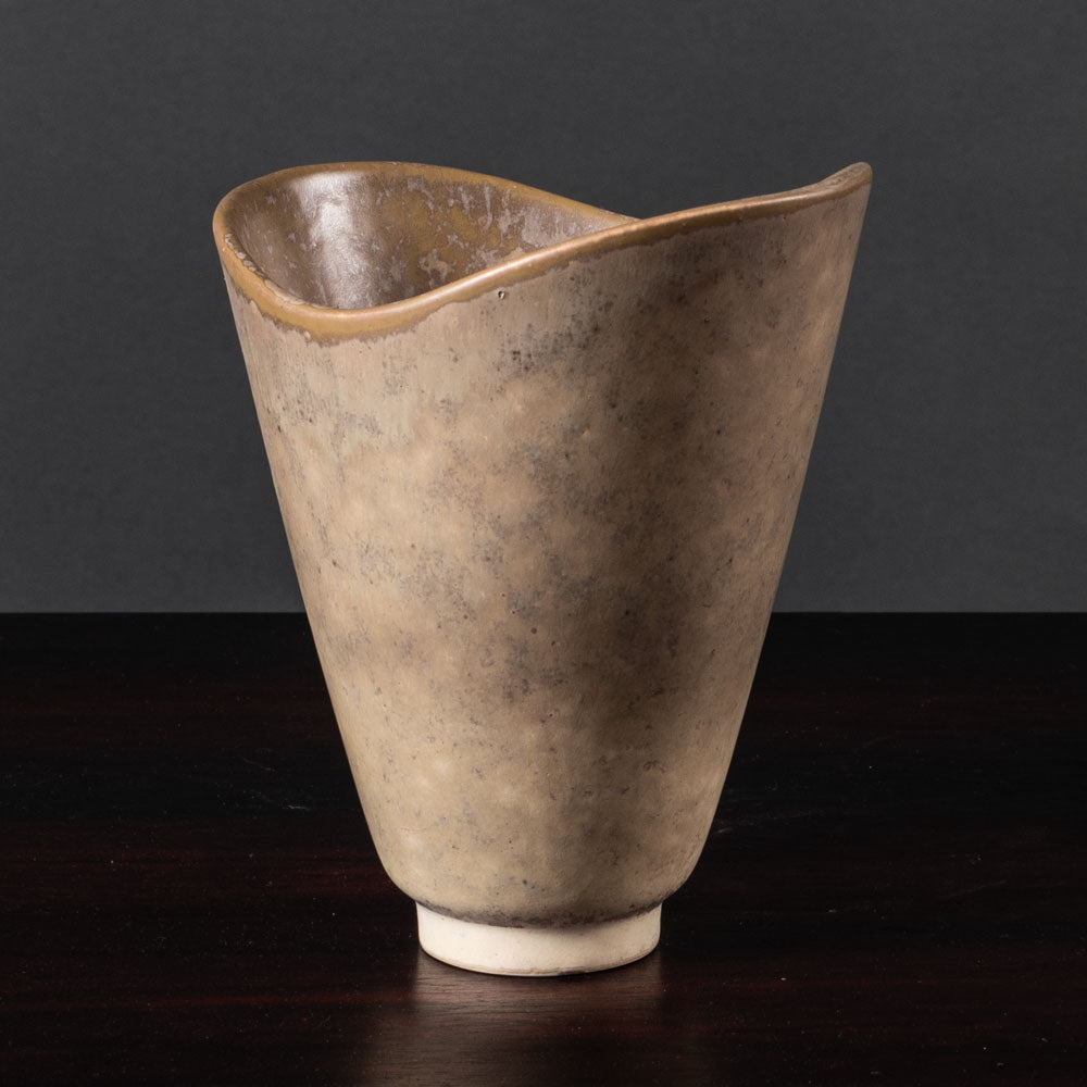 Carl Harry Stålhane for Rörstrand, Sweden, vase with pale brown haresfur glaze, H1357