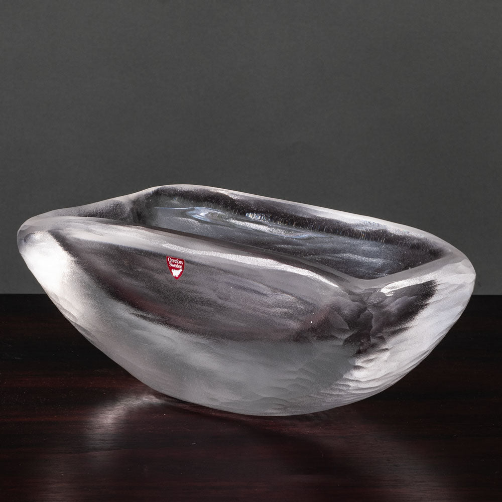 Vicke Lindstrand for Orrefors, Sweden, large rectangular frosted glass bowl L3788