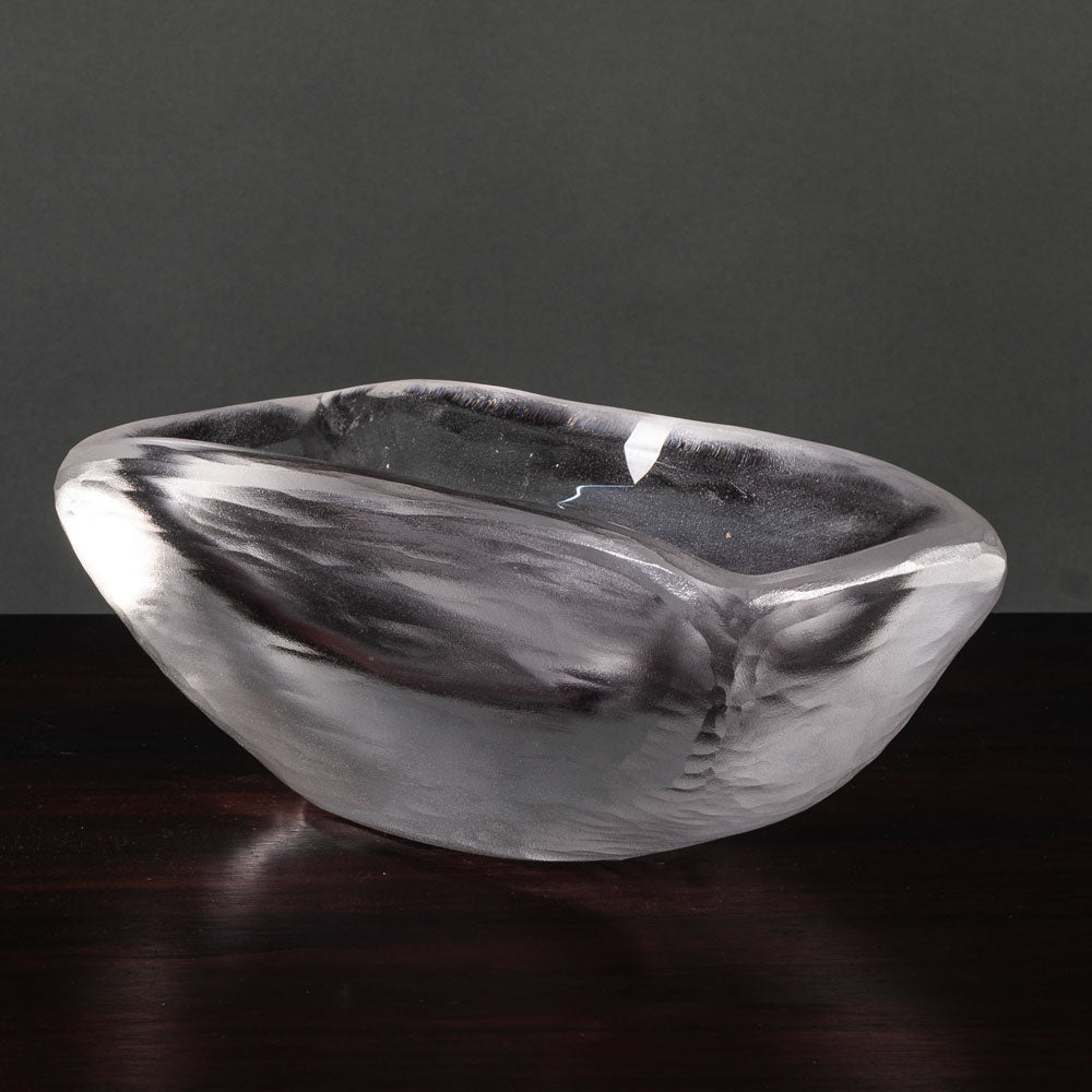 Vicke Lindstrand for Orrefors, Sweden, large rectangular frosted glass bowl L3788