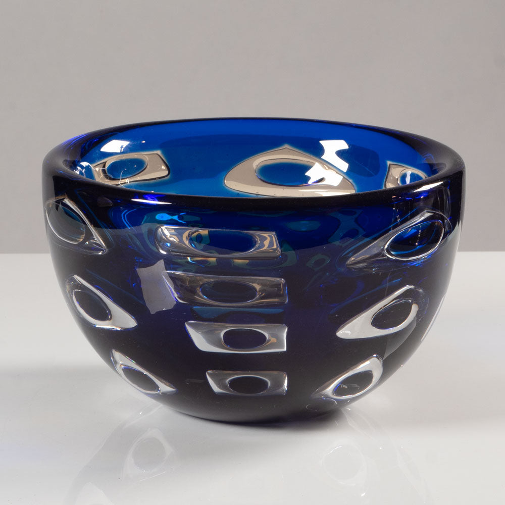 Ingeborg Lundin for Orrefors, Sweden, Ariel bowl in blue and amber glass L3789