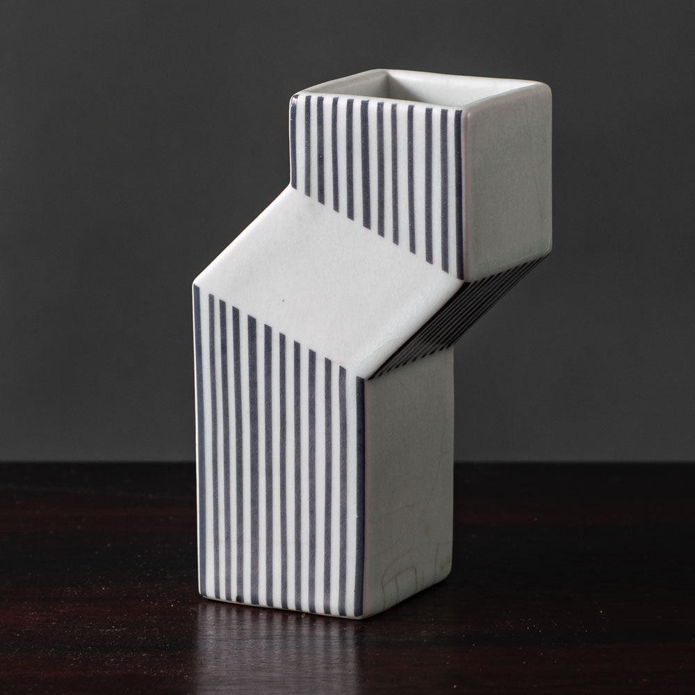 Karl Scheid, Germany, unique stoneware sculptural vessel with gray and white glaze K2319