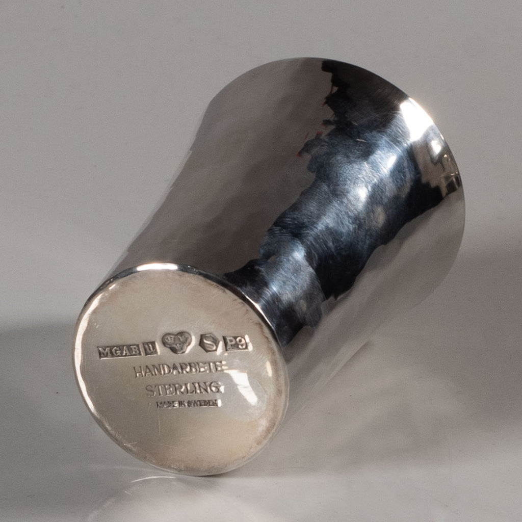 Mema GAB, Sweden, hammered sterling silver miniature vase K2639