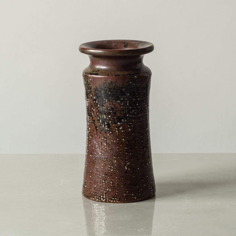 Stig Lindberg  for Gustavsberg, unique stoneware vase with brown matte and black glaze J1207