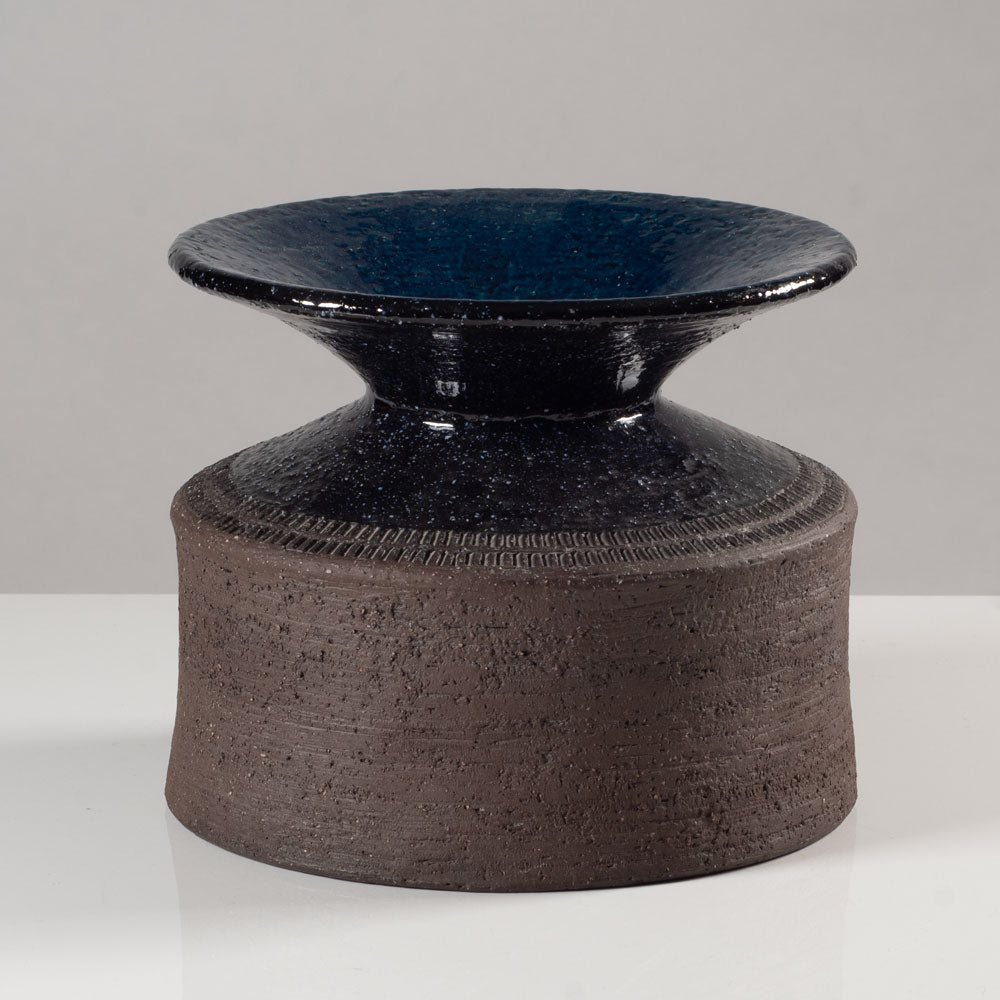 Inger Persson for Rörstrand, Sweden, stoneware vase partially glazed with blue glaze K2638
