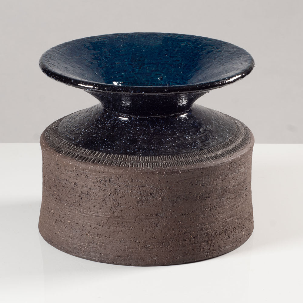 Inger Persson for Rörstrand, Sweden, stoneware vase partially glazed with blue glaze K2638