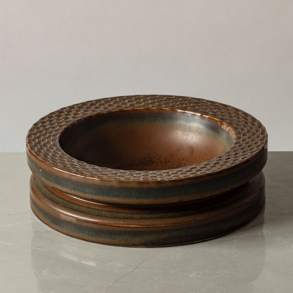 Stig Lindberg for Gustavsberg, unique stoneware vase with brown matte and black glaze J1229