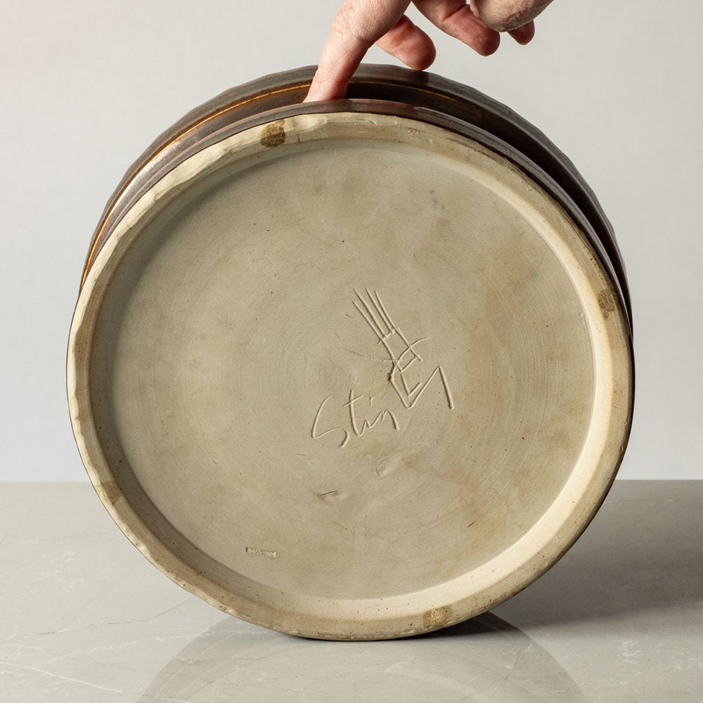 Stig Lindberg for Gustavsberg, unique stoneware vase with brown matte and black glaze J1229