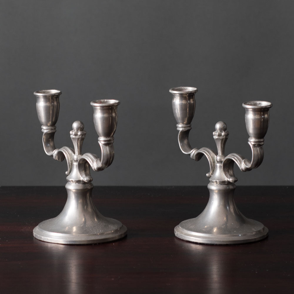 Svenskt Tenn, Sweden, pair of pewter double candlesticks J1749