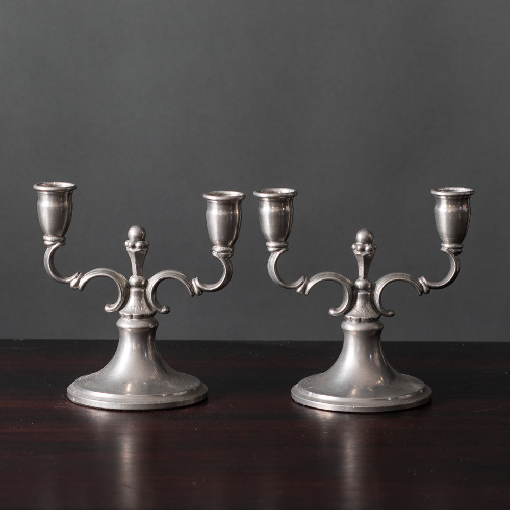 Svenskt Tenn, Sweden, pair of pewter double candlesticks J1749