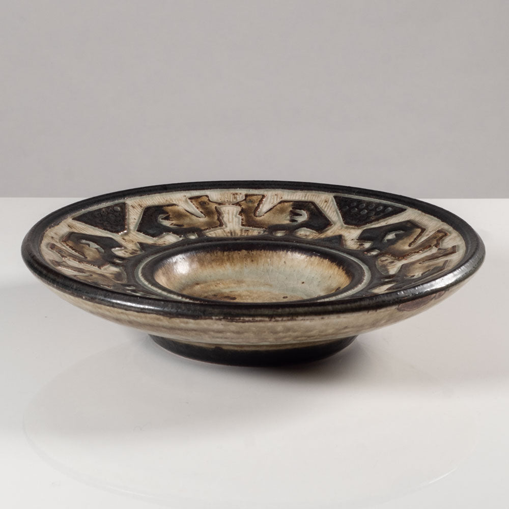 Jørgen Mogensen for Royal Copenhagen, stoneware dish with bird motif L3841